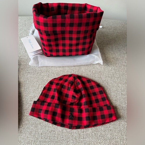 New Baby Ralph Lauren Plaid Footie,Hat,Bib & Bag Gift Set - Picture 6 of 7